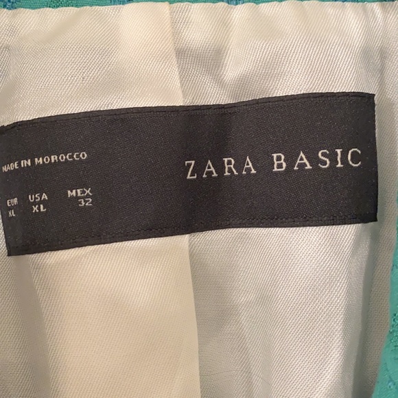 Zara Green Blazer w/ Faint Jacquard Print Size XL - Picture 4 of 5